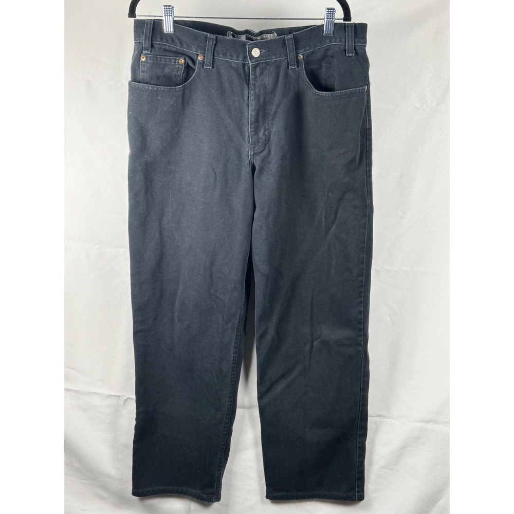 Eddie Bauer Mens Relaxed Fit Black Cotton Denim Straight Leg Jeans 32x28